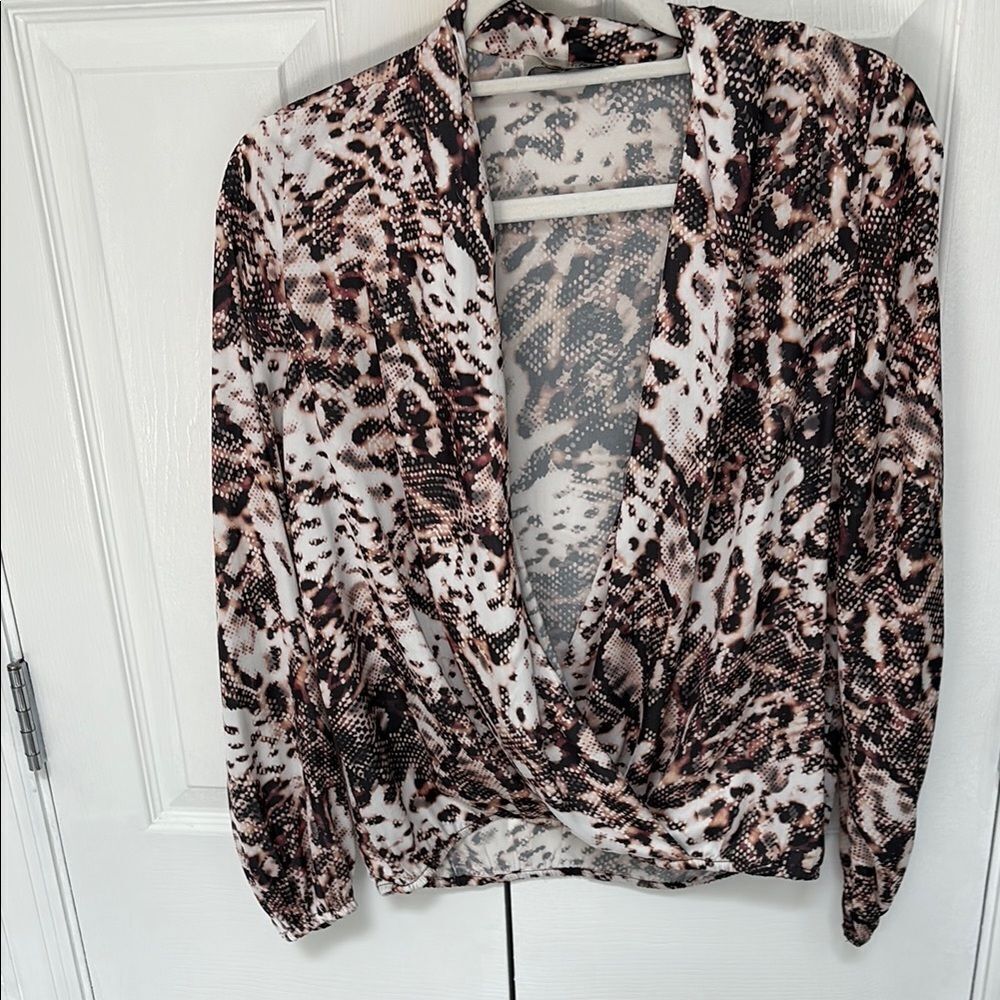 Sam & Lavi Animal Print Blouse - Black, White, Pink
